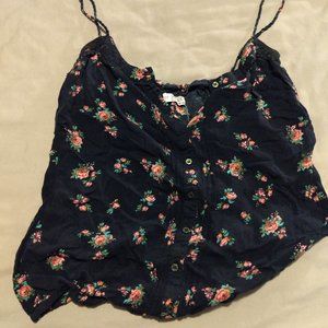 Navy Blue Floral Print Top